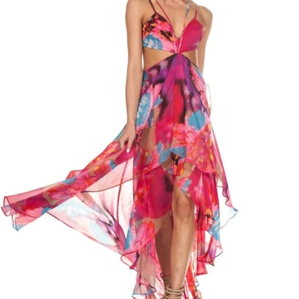 Summer Cutout Fuchsia Maxi Dress - Picture 2 of 8